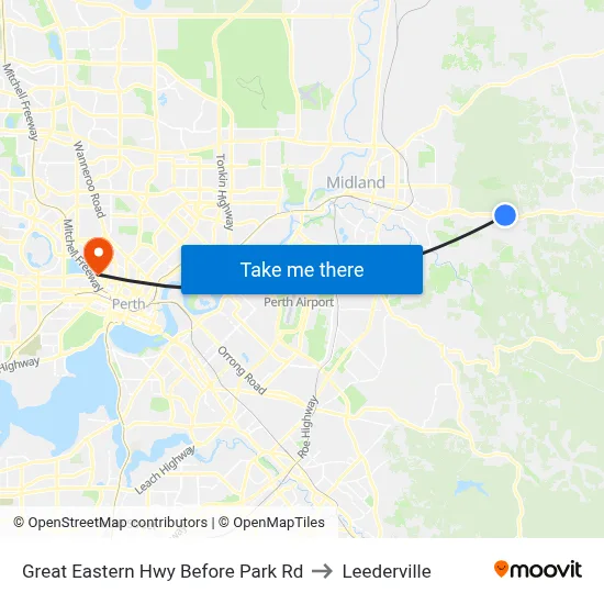 Great Eastern Hwy Before Park Rd to Leederville map