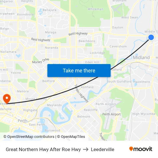 Great Northern Hwy After Roe Hwy to Leederville map