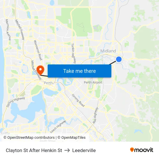 Clayton St After Henkin St to Leederville map