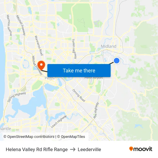Helena Valley Rd Rifle Range to Leederville map
