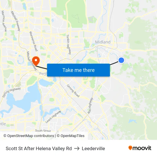 Scott St After Helena Valley Rd to Leederville map