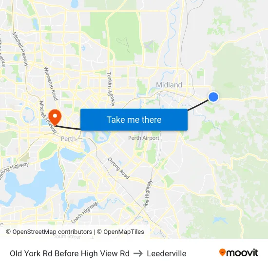 Old York Rd Before High View Rd to Leederville map
