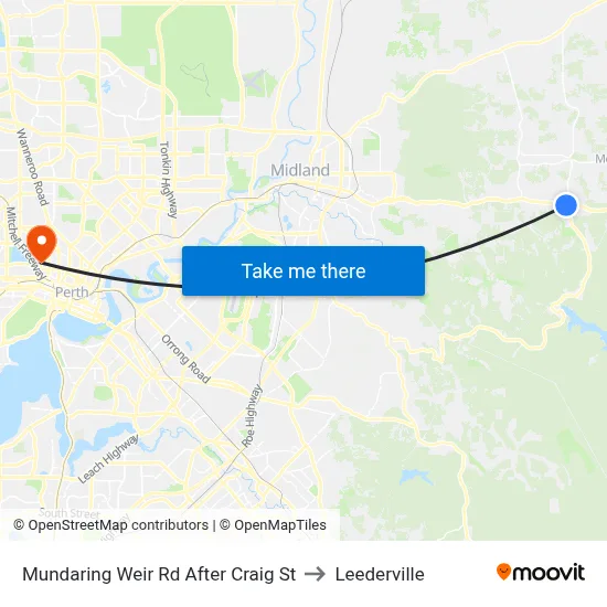 Mundaring Weir Rd After Craig St to Leederville map