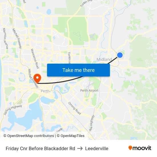 Friday Cnr Before Blackadder Rd to Leederville map
