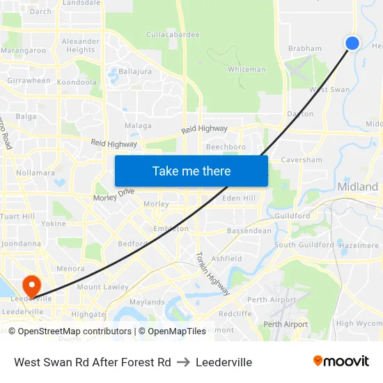West Swan Rd After Forest Rd to Leederville map