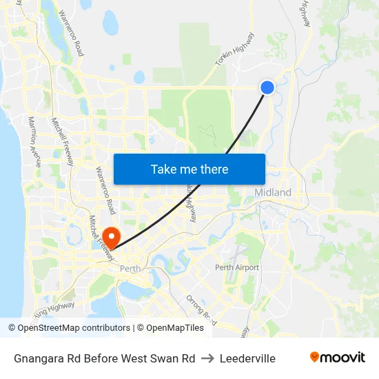 Gnangara Rd Before West Swan Rd to Leederville map