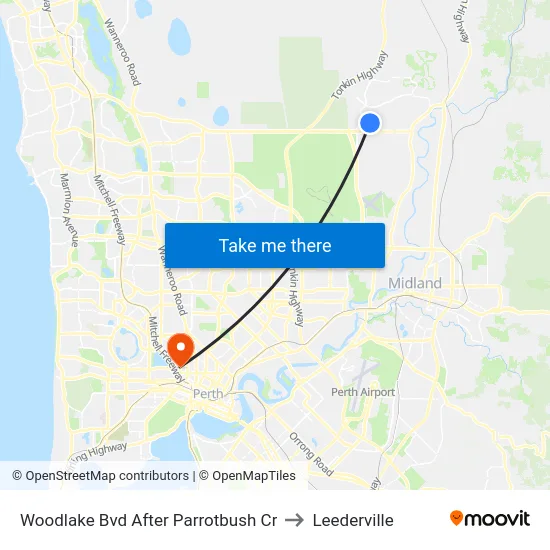 Woodlake Bvd After Parrotbush Cr to Leederville map