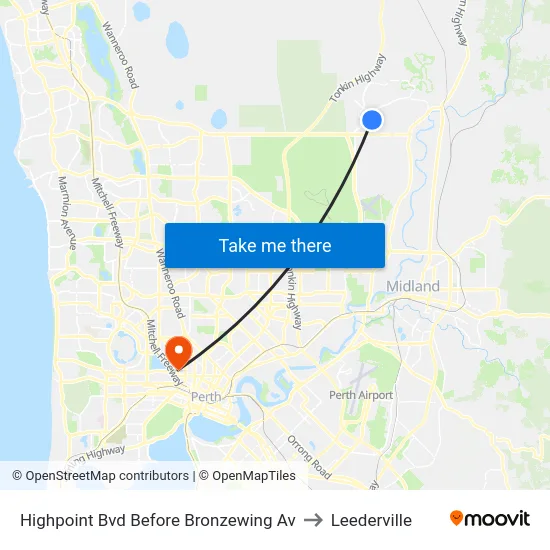 Highpoint Bvd Before Bronzewing Av to Leederville map