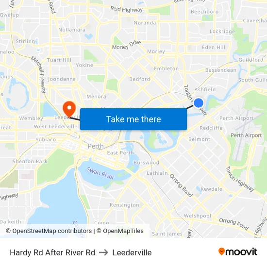 Hardy Rd After River Rd to Leederville map