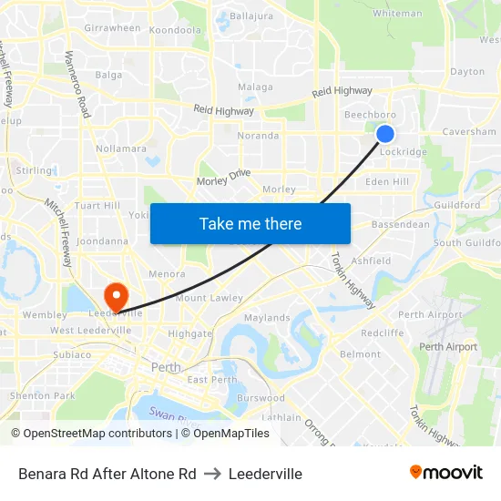 Benara Rd After Altone Rd to Leederville map