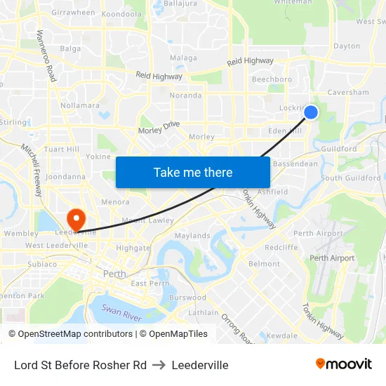 Lord St Before Rosher Rd to Leederville map