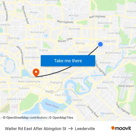 Walter Rd East After Abingdon St to Leederville map