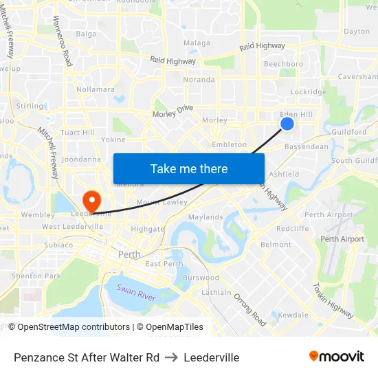 Penzance St After Walter Rd to Leederville map