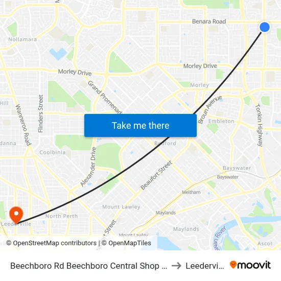 Beechboro Rd Beechboro Central Shop Ctr to Leederville map