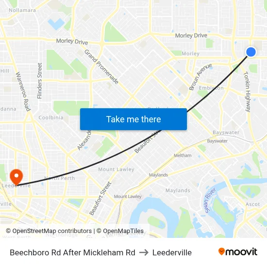 Beechboro Rd After Mickleham Rd to Leederville map