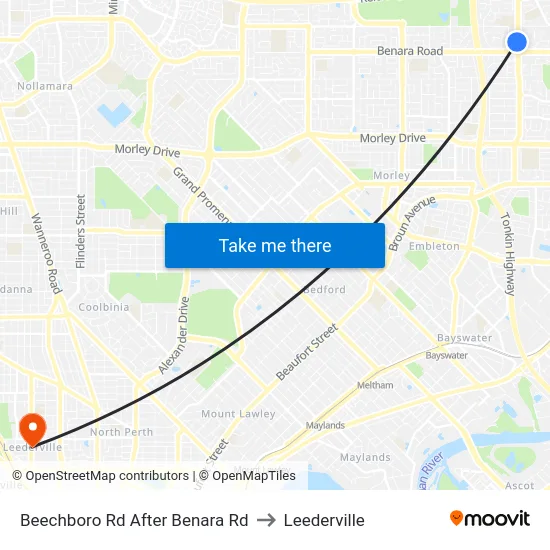 Beechboro Rd After Benara Rd to Leederville map