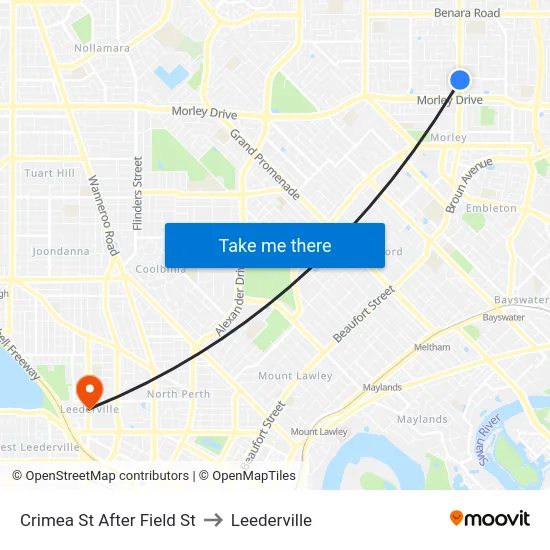 Crimea St After Field St to Leederville map