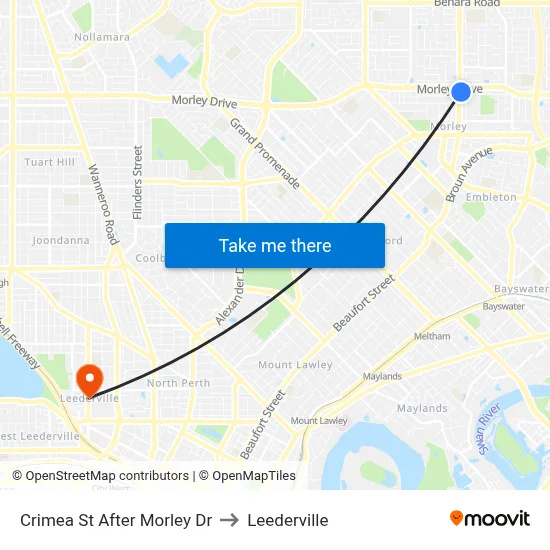 Crimea St After Morley Dr to Leederville map