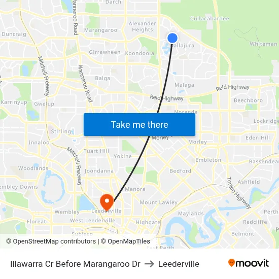 Illawarra Cr Before Marangaroo Dr to Leederville map