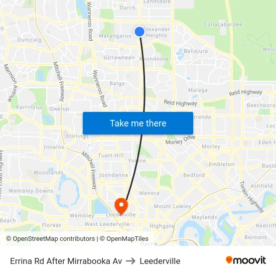 Errina Rd After Mirrabooka Av to Leederville map