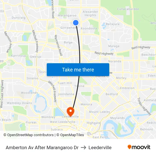 Amberton Av After Marangaroo Dr to Leederville map