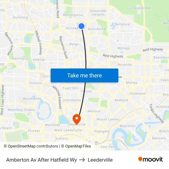Amberton Av After Hatfield Wy to Leederville map
