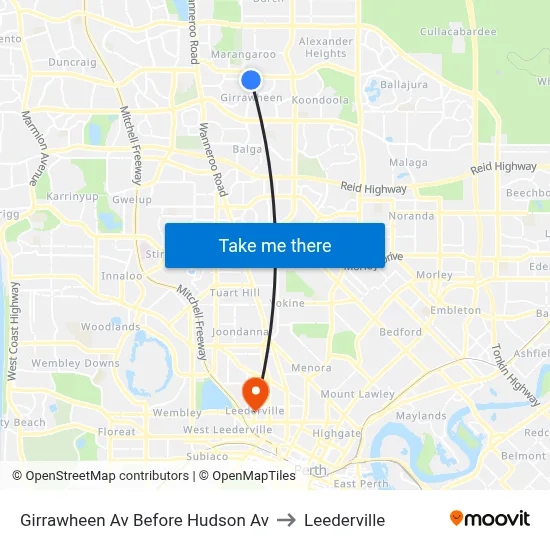 Girrawheen Av Before Hudson Av to Leederville map