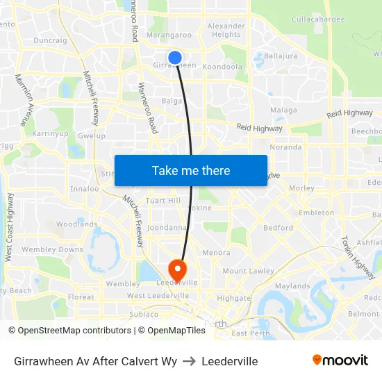Girrawheen Av After Calvert Wy to Leederville map