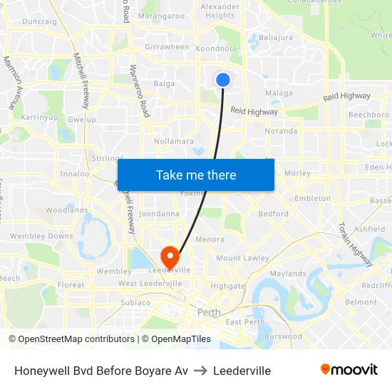 Honeywell Bvd Before Boyare Av to Leederville map