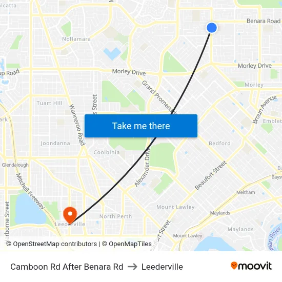 Camboon Rd After Benara Rd to Leederville map