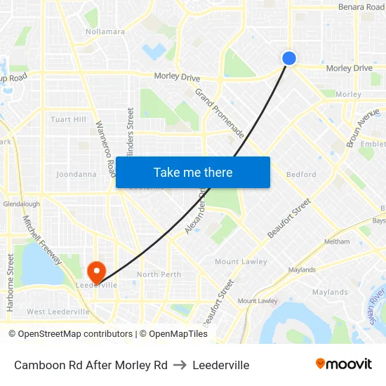 Camboon Rd After Morley Rd to Leederville map