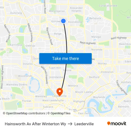 Hainsworth Av After Winterton Wy to Leederville map