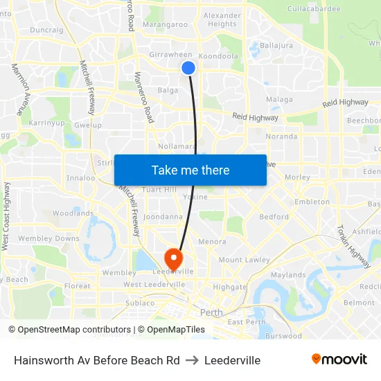 Hainsworth Av Before Beach Rd to Leederville map