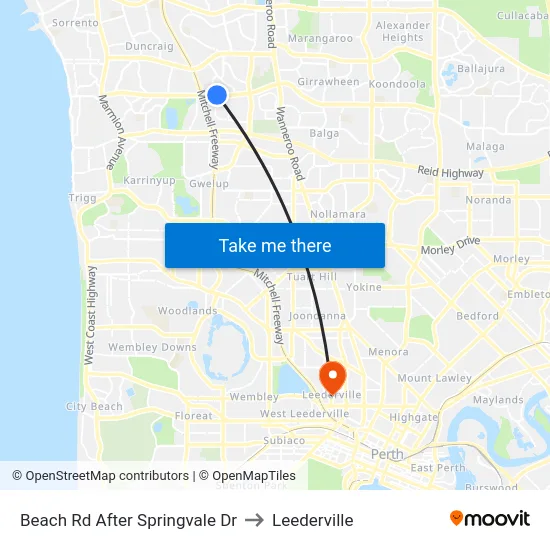 Beach Rd After Springvale Dr to Leederville map