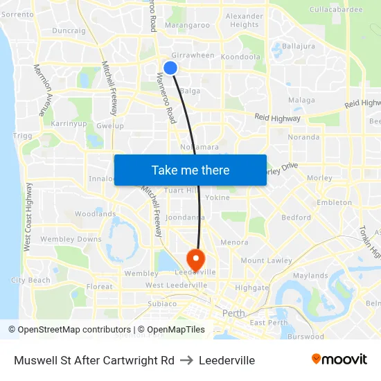 Muswell St After Cartwright Rd to Leederville map