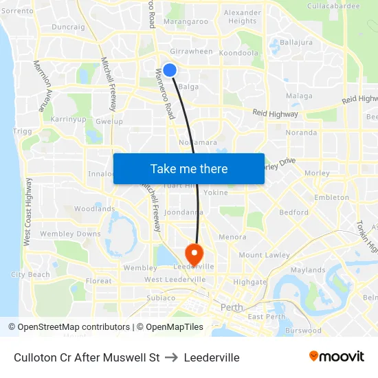 Culloton Cr After Muswell St to Leederville map