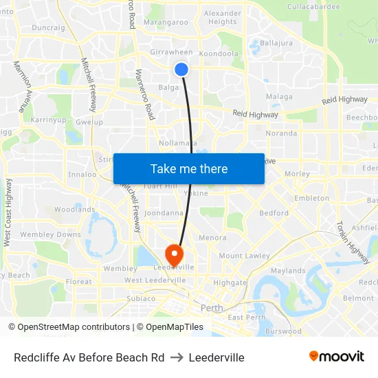 Redcliffe Av Before Beach Rd to Leederville map