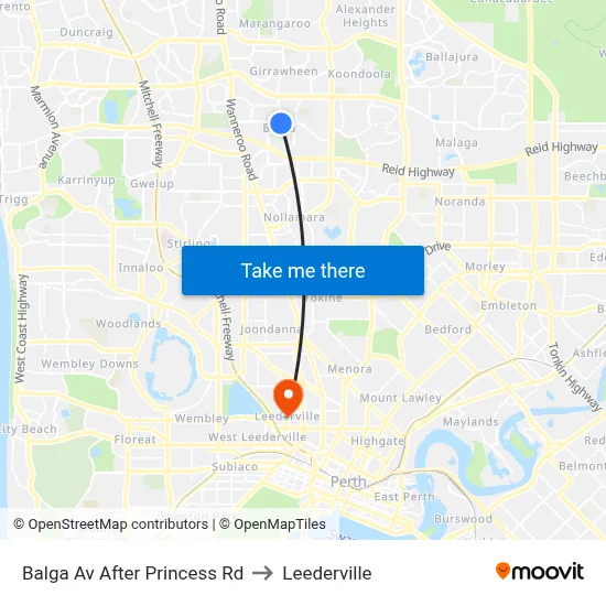 Balga Av After Princess Rd to Leederville map