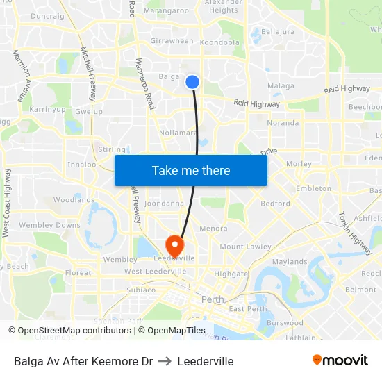Balga Av After Keemore Dr to Leederville map