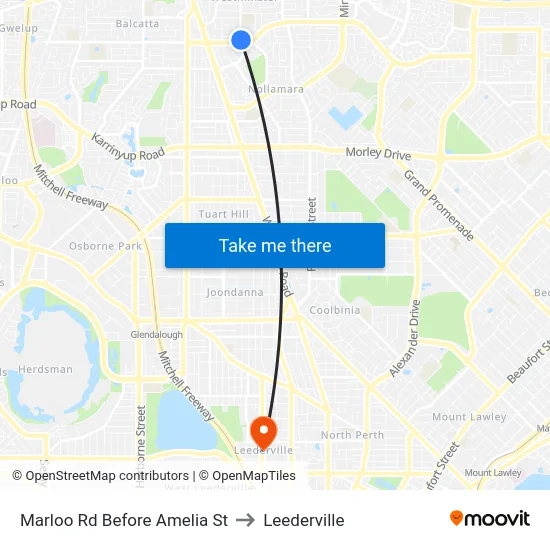 Marloo Rd Before Amelia St to Leederville map
