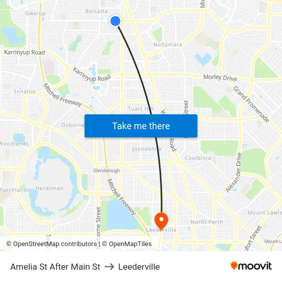 Amelia St After Main St to Leederville map