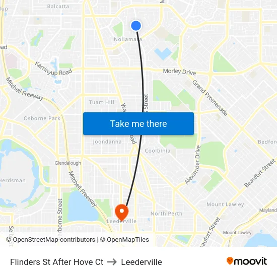 Flinders St After Hove Ct to Leederville map