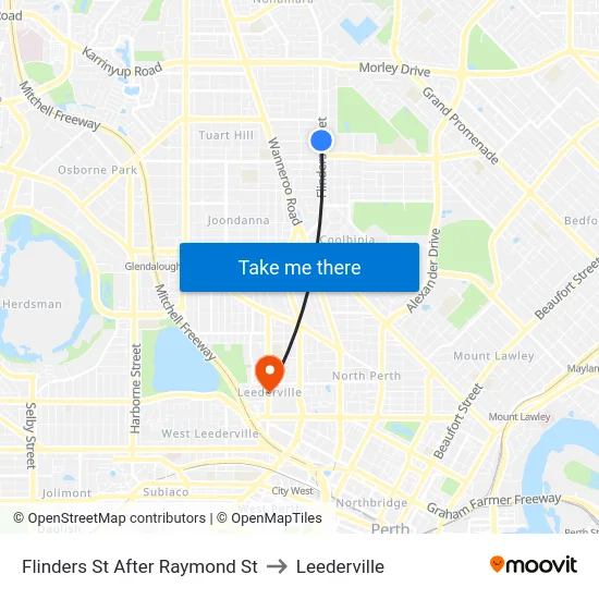 Flinders St After Raymond St to Leederville map