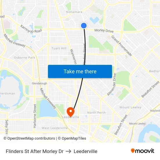 Flinders St After Morley Dr to Leederville map