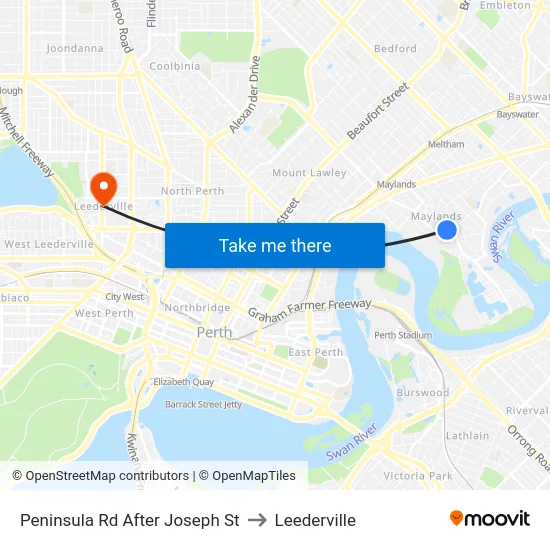 Peninsula Rd After Joseph St to Leederville map