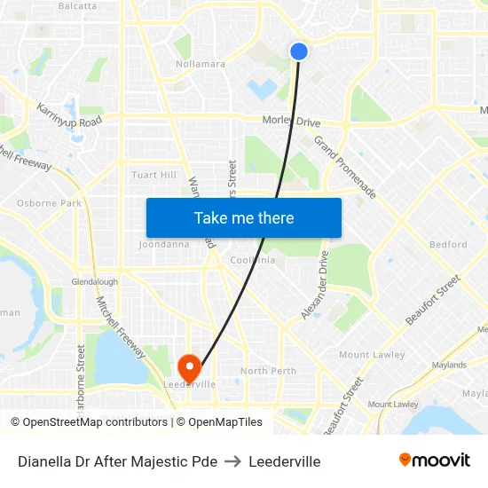 Dianella Dr After Majestic Pde to Leederville map