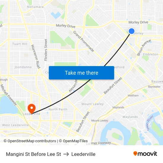 Mangini St Before Lee St to Leederville map
