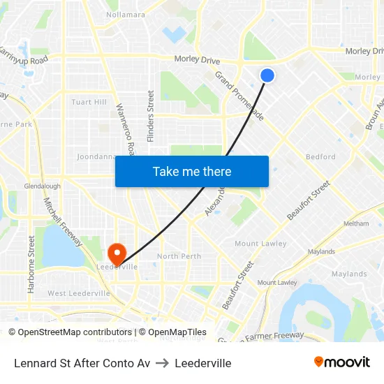Lennard St After Conto Av to Leederville map