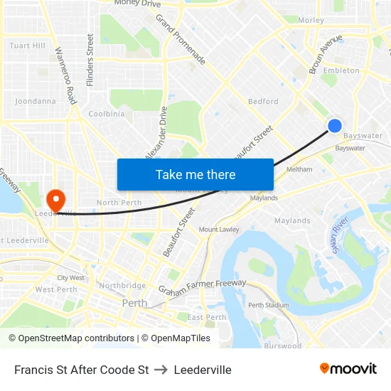 Francis St After Coode St to Leederville map