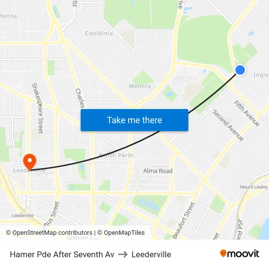 Hamer Pde After Seventh Av to Leederville map